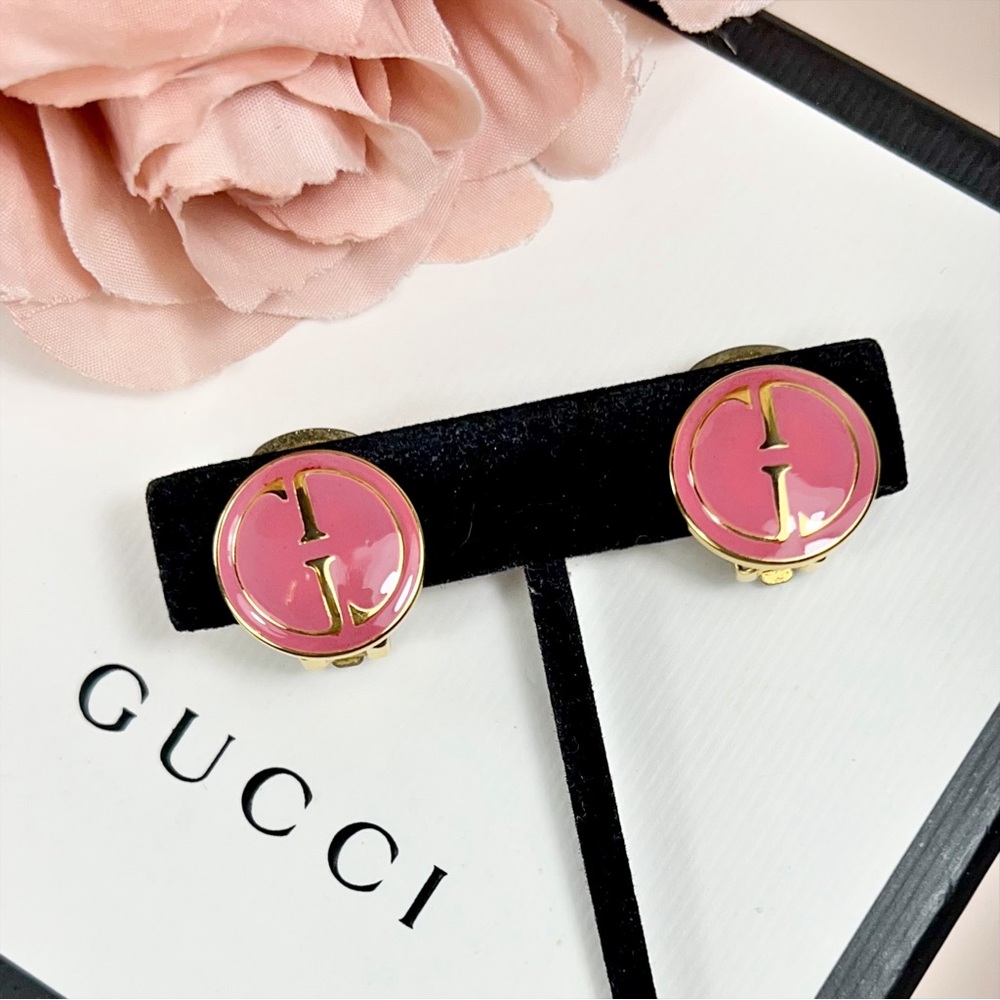 Gucci Marmont Ultra Rare Pink Gold Plated Clip-On Earrings - Picture 2 of 13